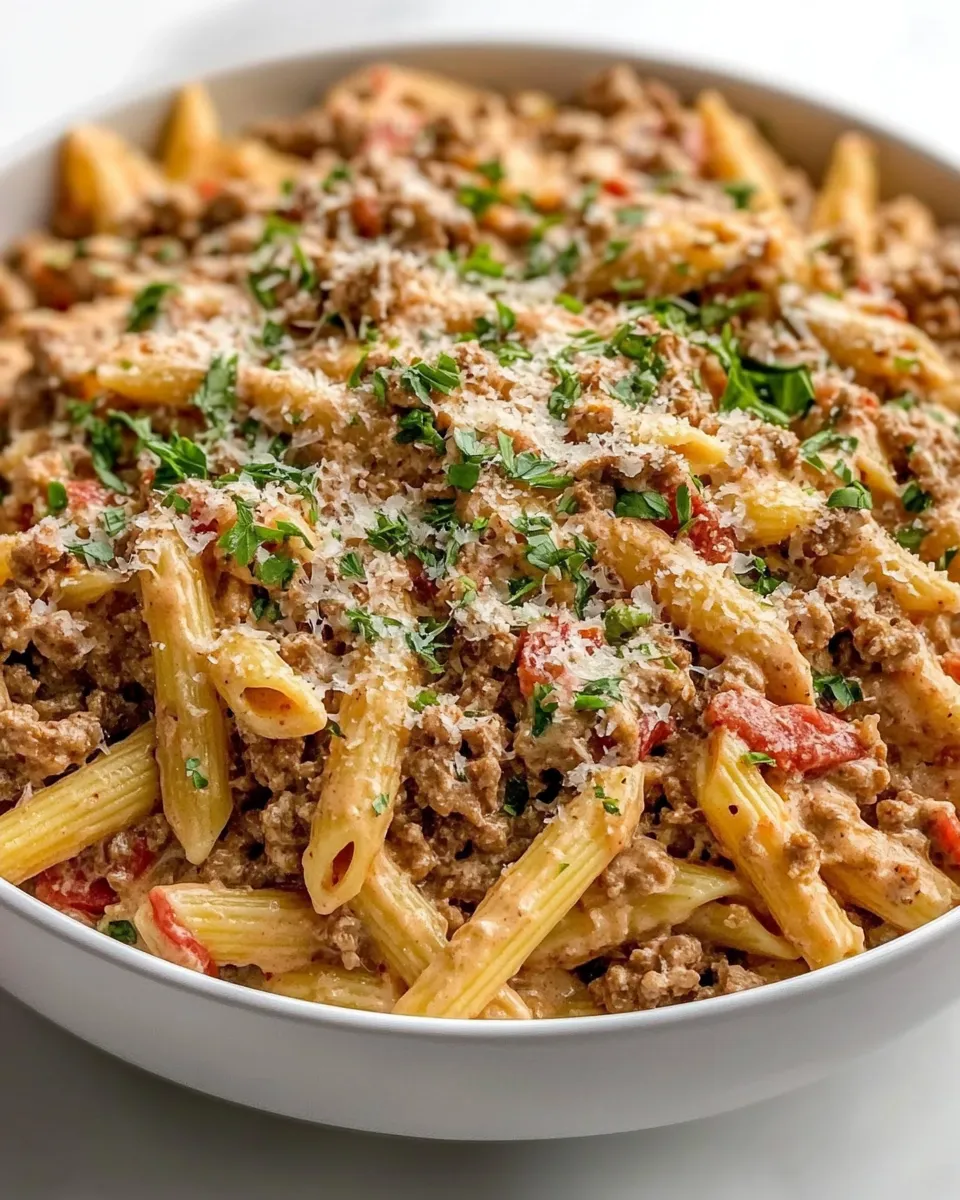 Quick Easy Creamy Ground Beef Pasta picture