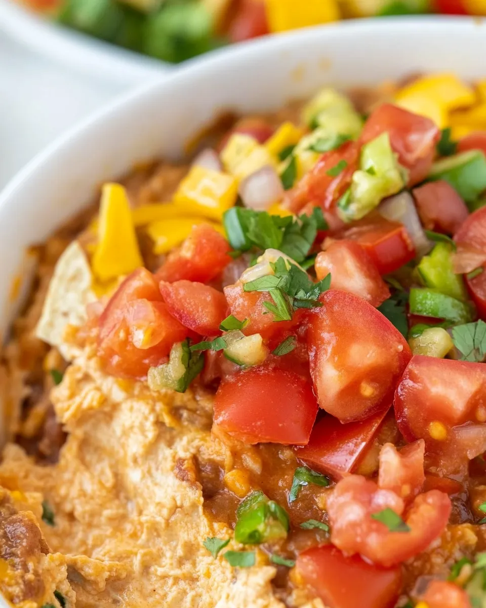 Quick Easy Taco Dip with Refried Beans shot
