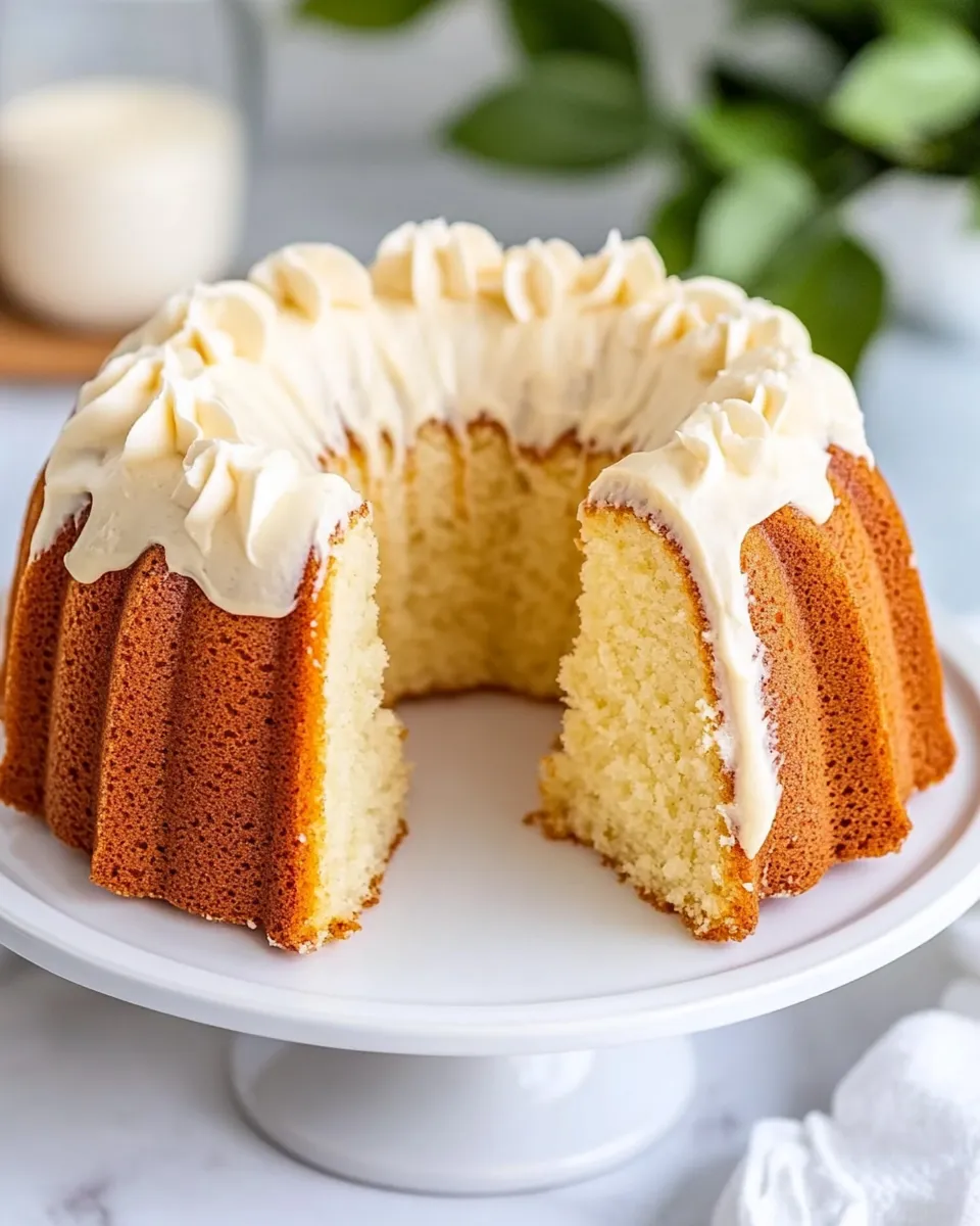 Quick Easy Vanilla Bundt Cake with Cream Cheese Frosting shot