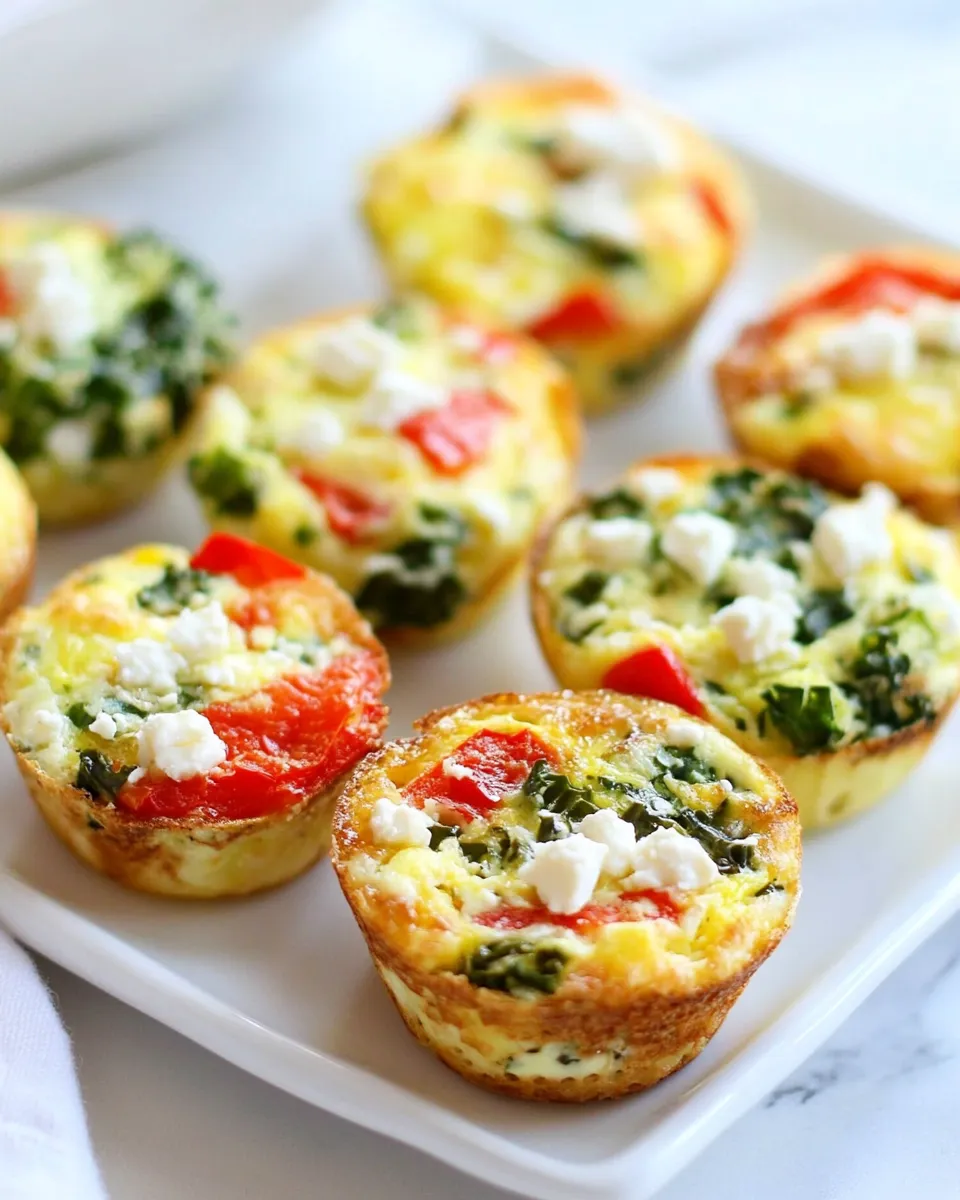 Homemade Egg Muffins with Kale, Roasted Red Peppers, and Feta Cheese photo