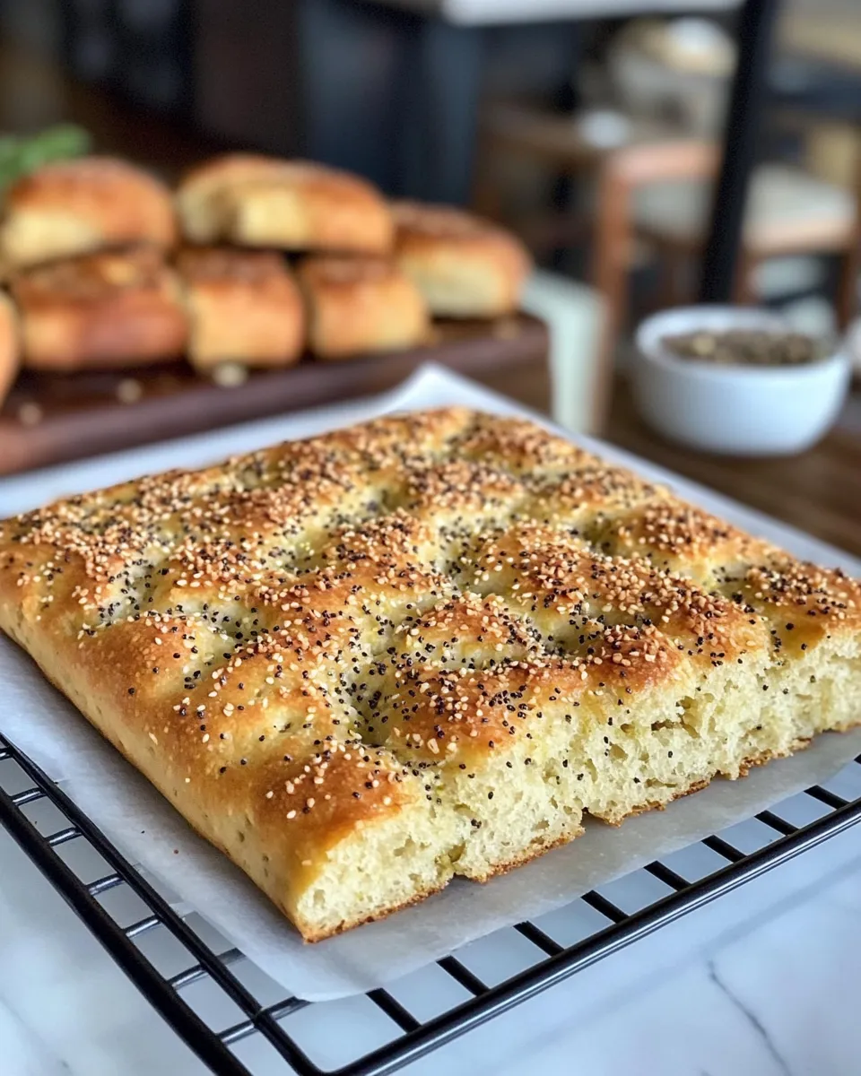 Classic Focaccia Bread With Everything Bagel Seasoning From Trader Joes image