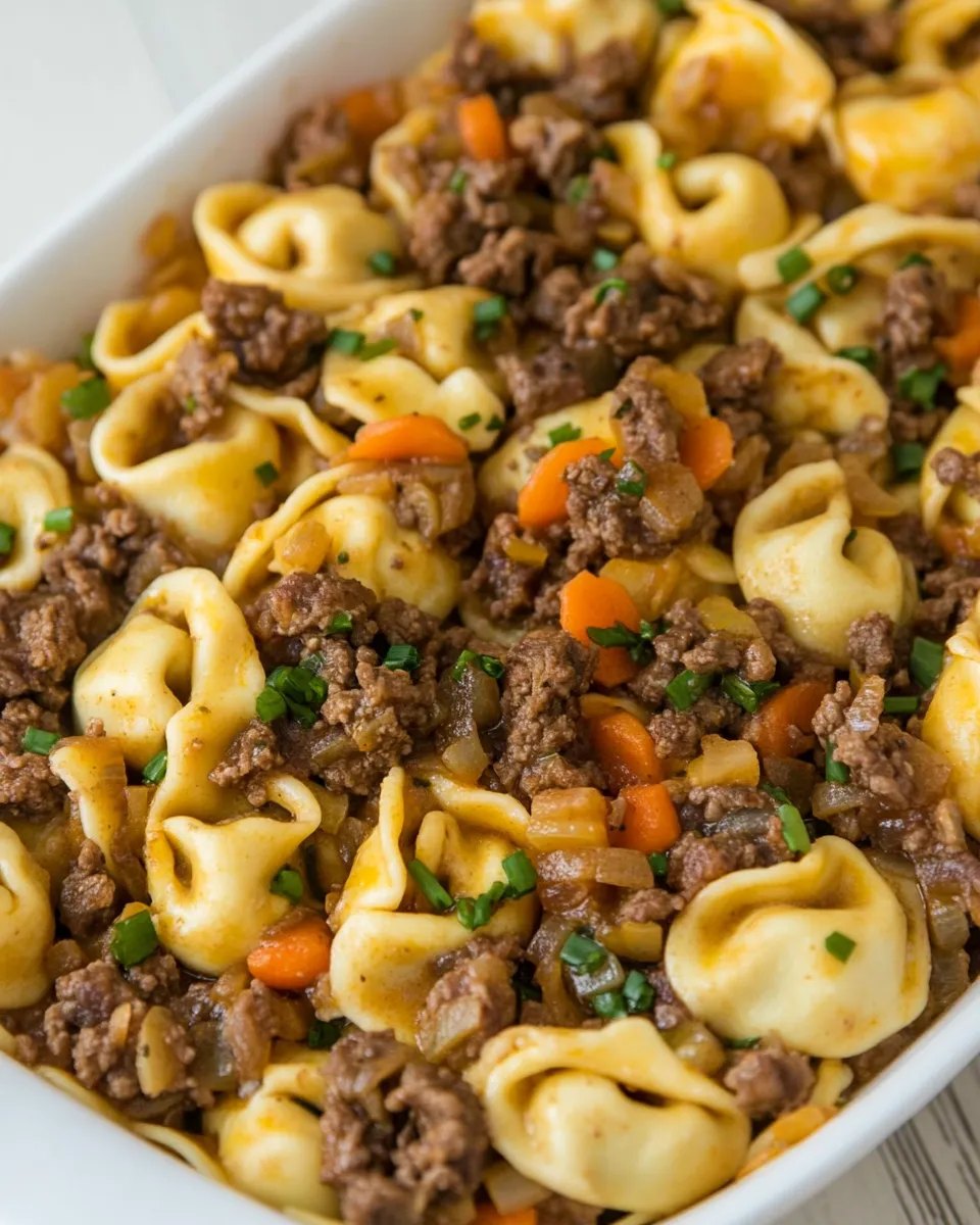 Delicious French Onion Beef and Tortellini shot
