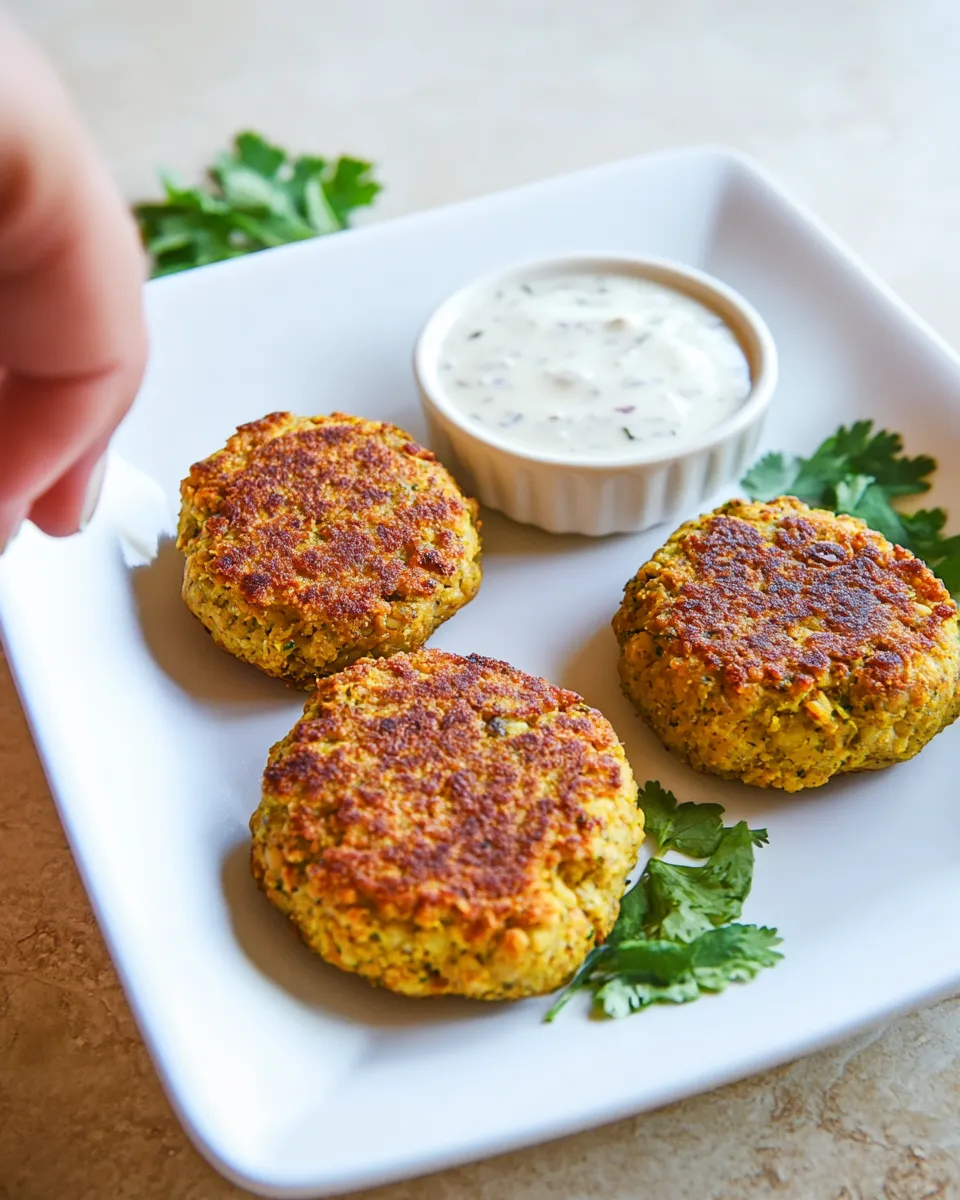 Delicious Garbanzo Beans Croquettes with Tahini Sauce shot