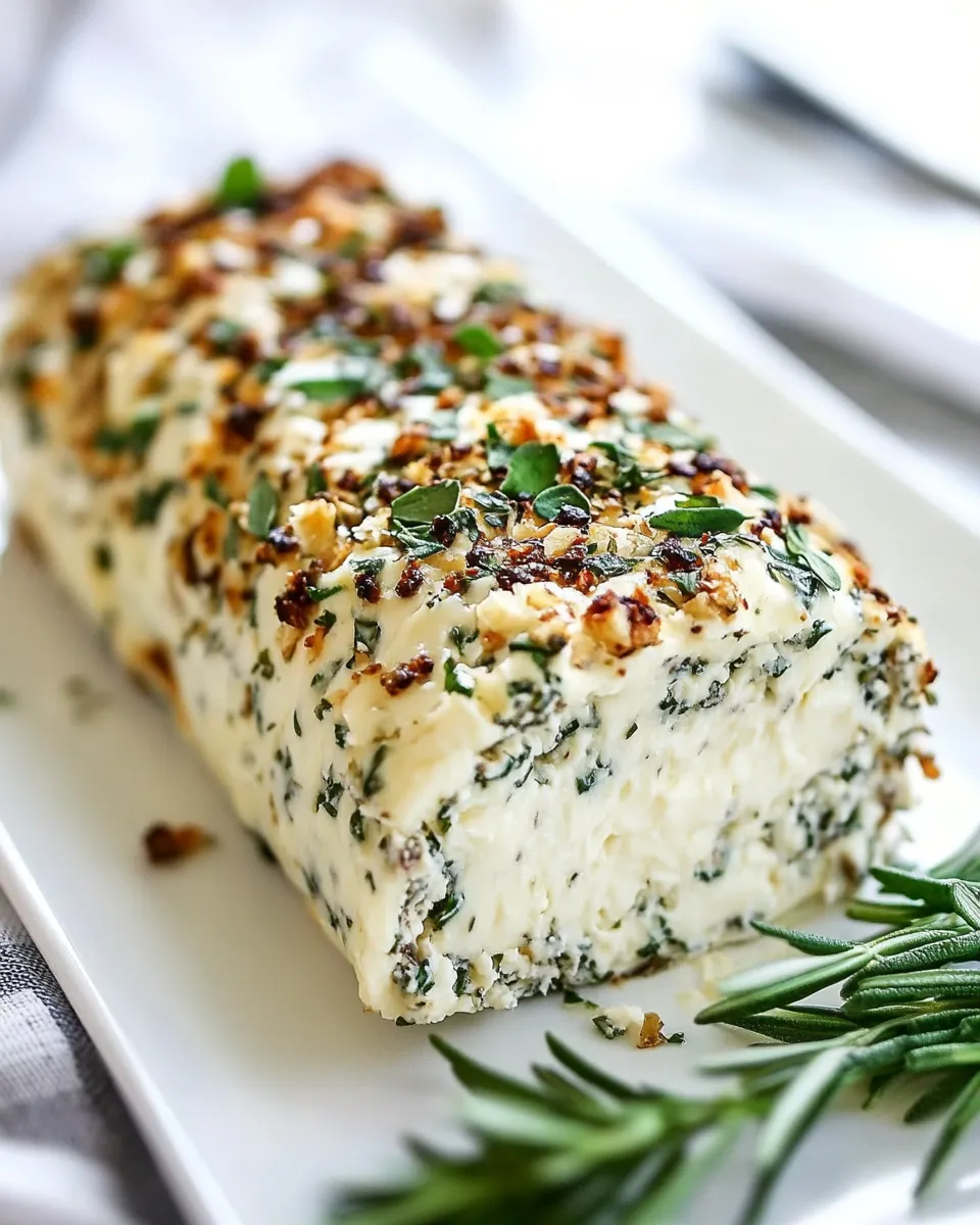 Delicious Garlic Herb Cheese Log shot