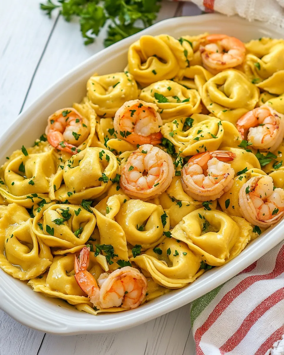 Delicious Garlic Shrimp Tortellini shot