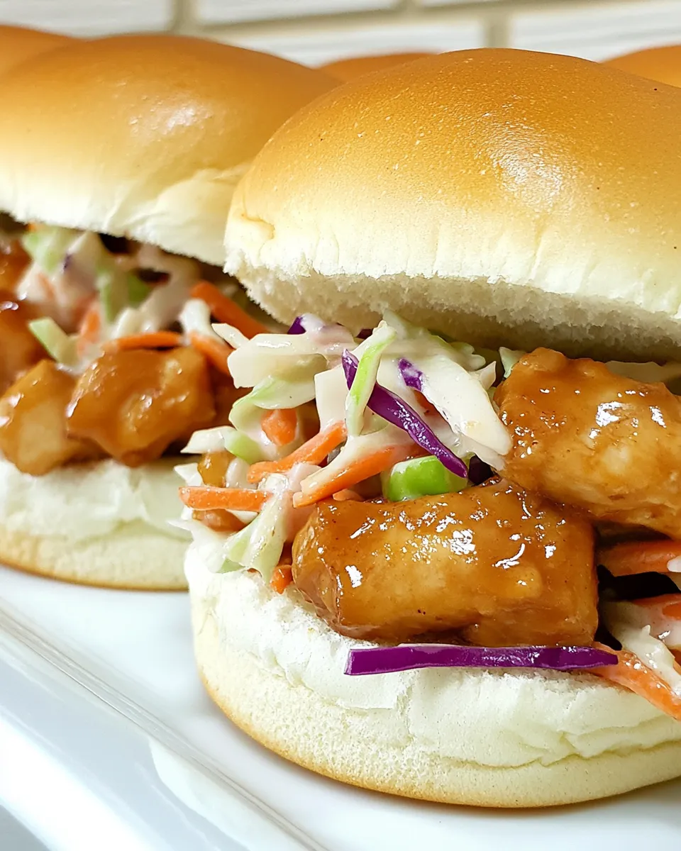 Delicious General Tsos Chicken Sliders With Crunchy Slaw shot