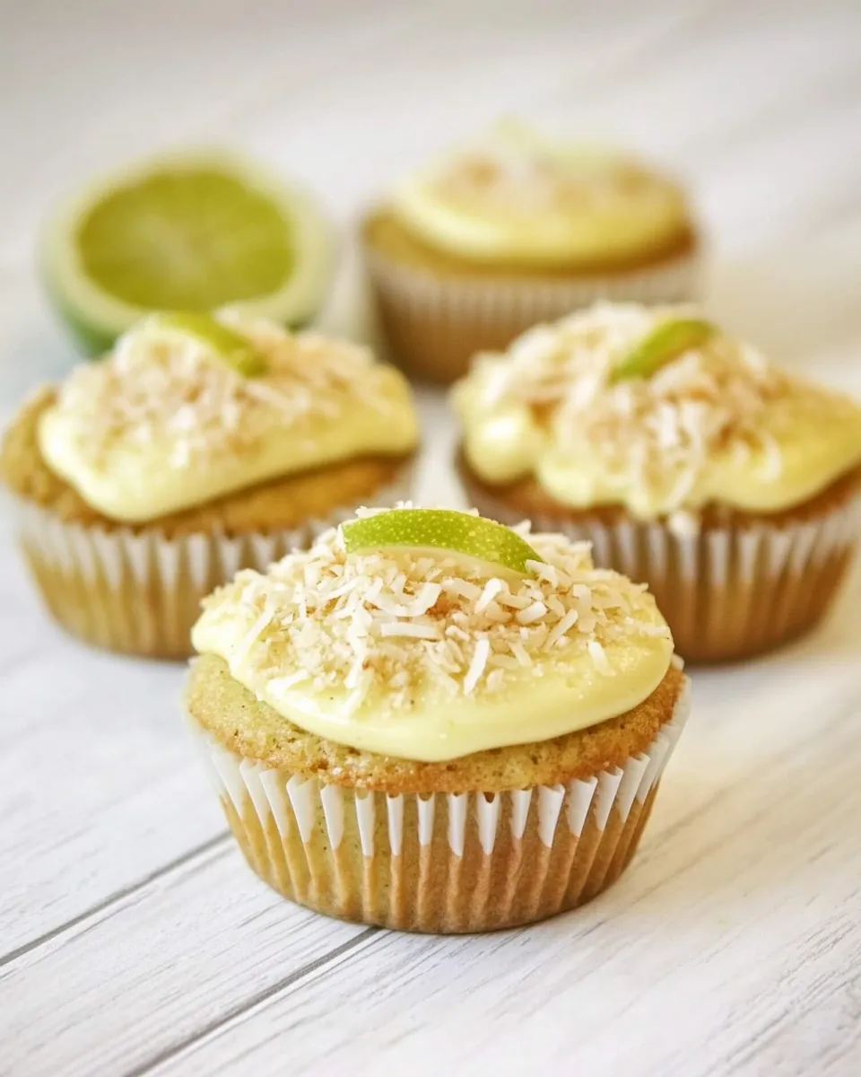 Delicious Glazed Coconut Lime Cupcakes shot