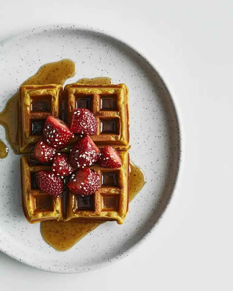 Homemade Gluten-Free Cornmeal Waffles with Sorghum Strawberries photo