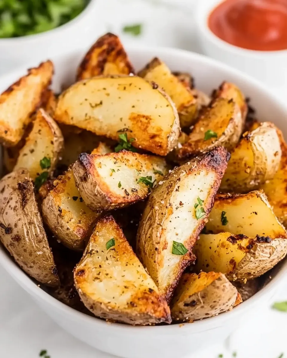 Delicious Golden Crispy Baked Potato Wedges shot