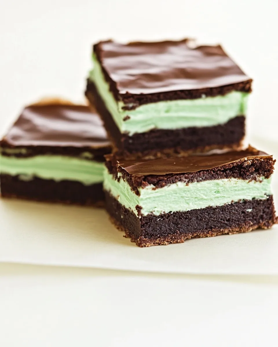 Classic Grasshopper Brownie Bars image