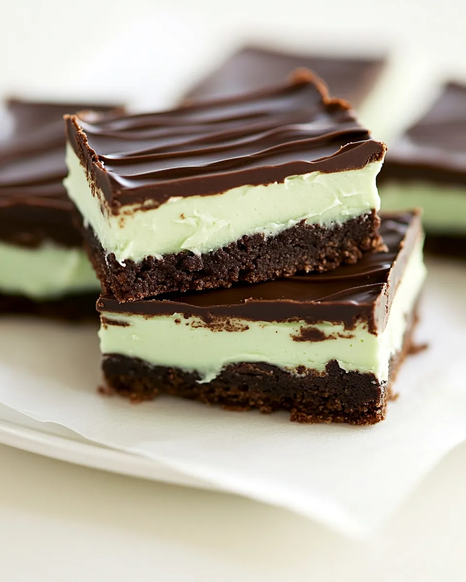Delicious Grasshopper Brownie Bars shot