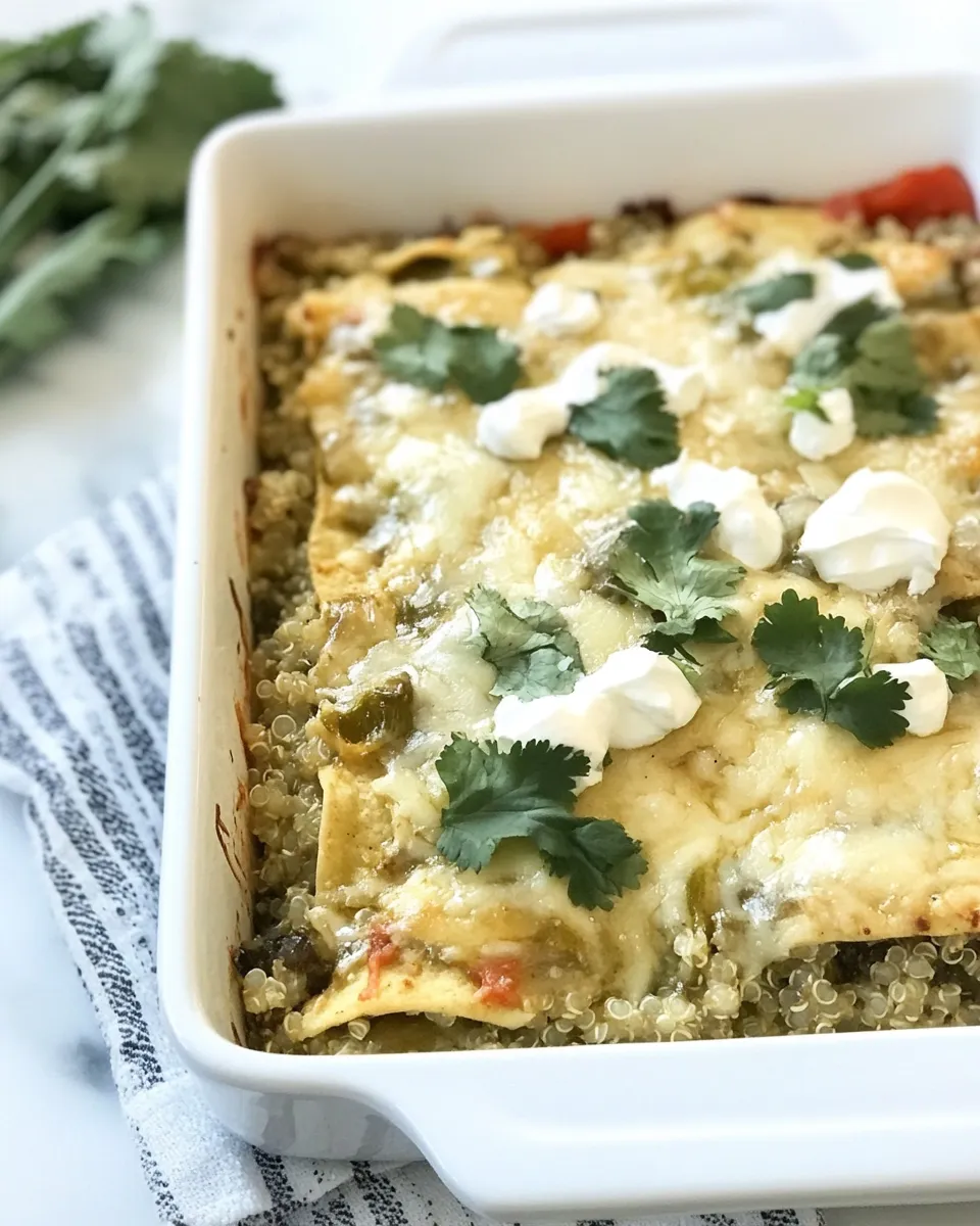 Delicious Green Chile Enchilada Quinoa Bake shot
