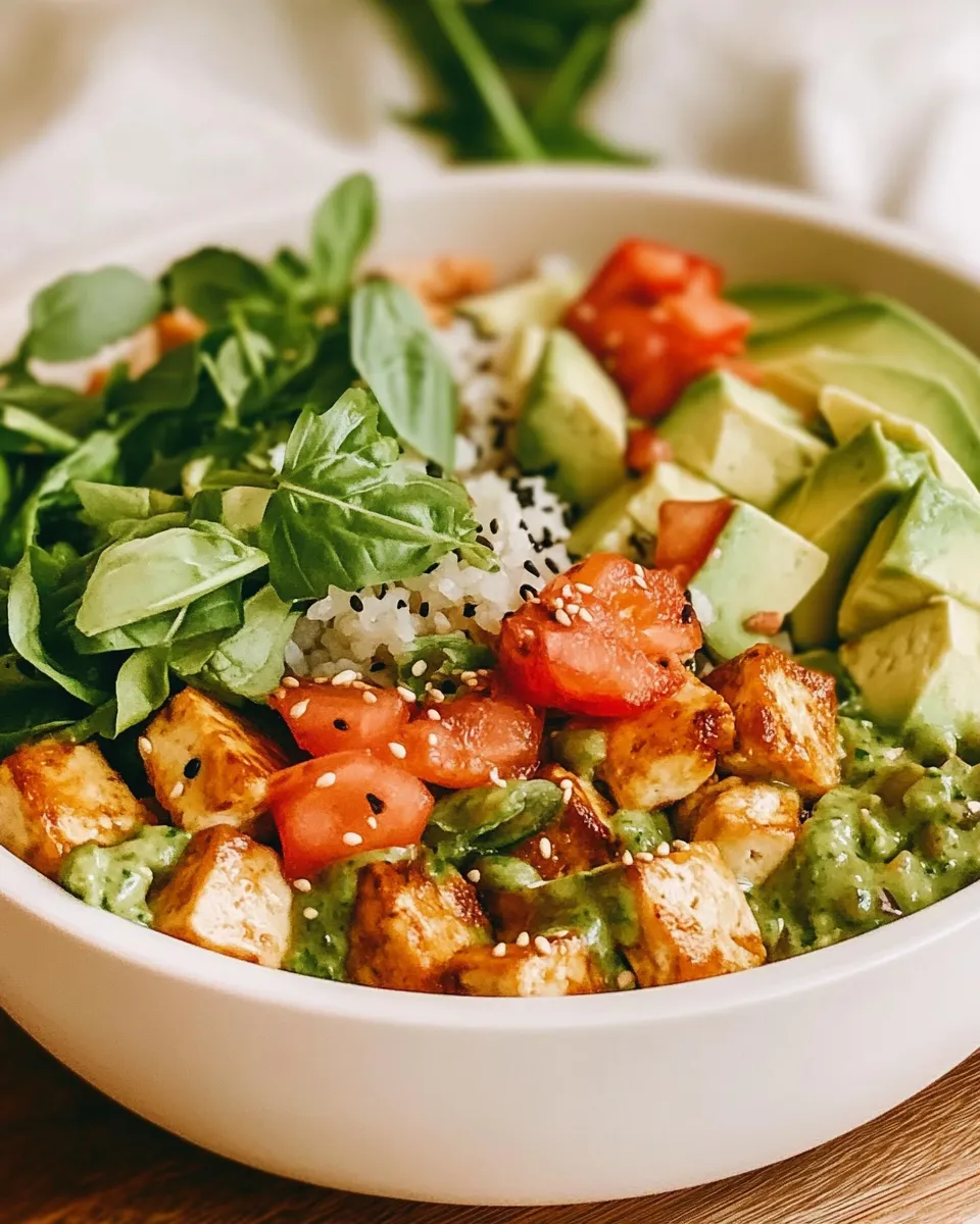 Quick Green Goddess Tofu Bowl Recipe shot