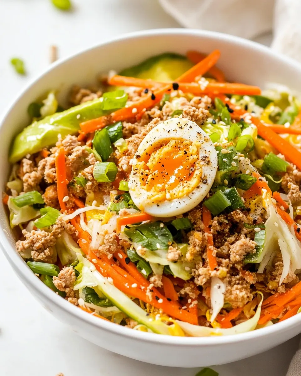 Delicious Ground Turkey Egg Roll in a Bowl shot