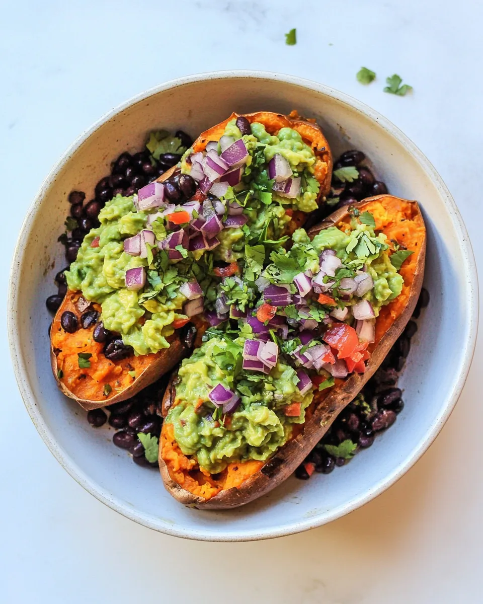 Easy Guacamole and Black Bean Loaded Sweet Potatoes picture