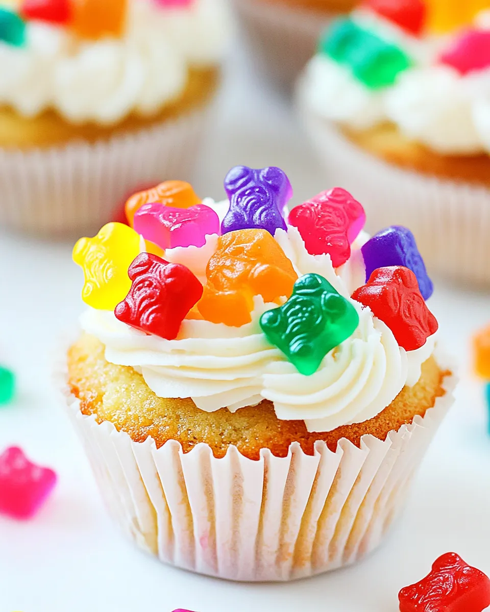 Easy Gummy Bear White Chocolate Cupcakes picture