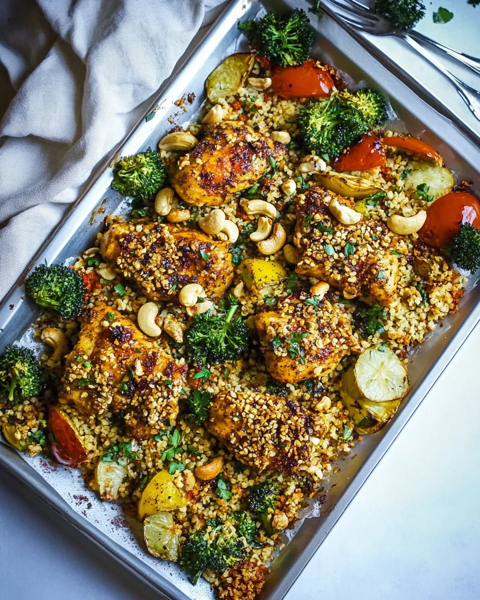 Delicious Healthy Cashew Chicken Sheet Pan Dinner shot