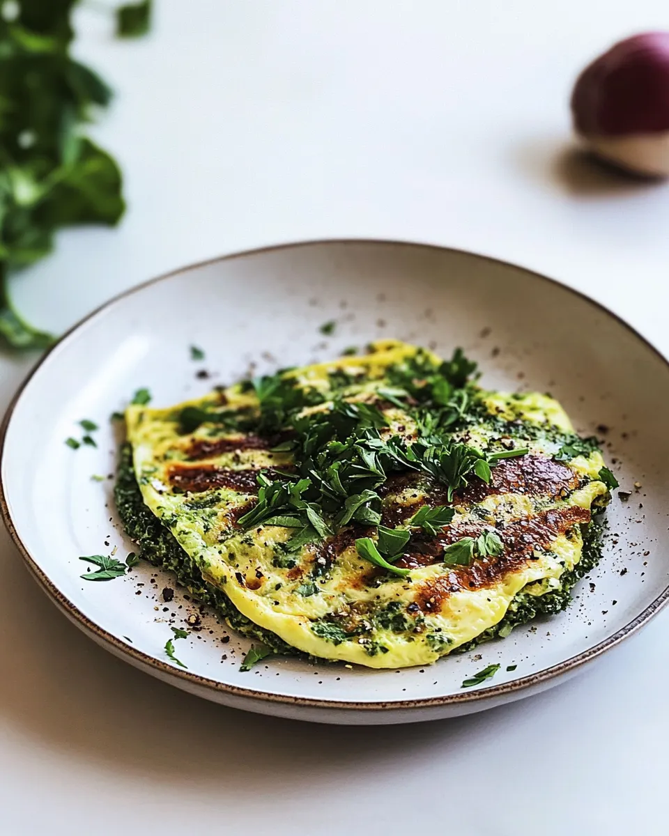 Delicious Herby Kale Omelette with Manchego Cheese shot