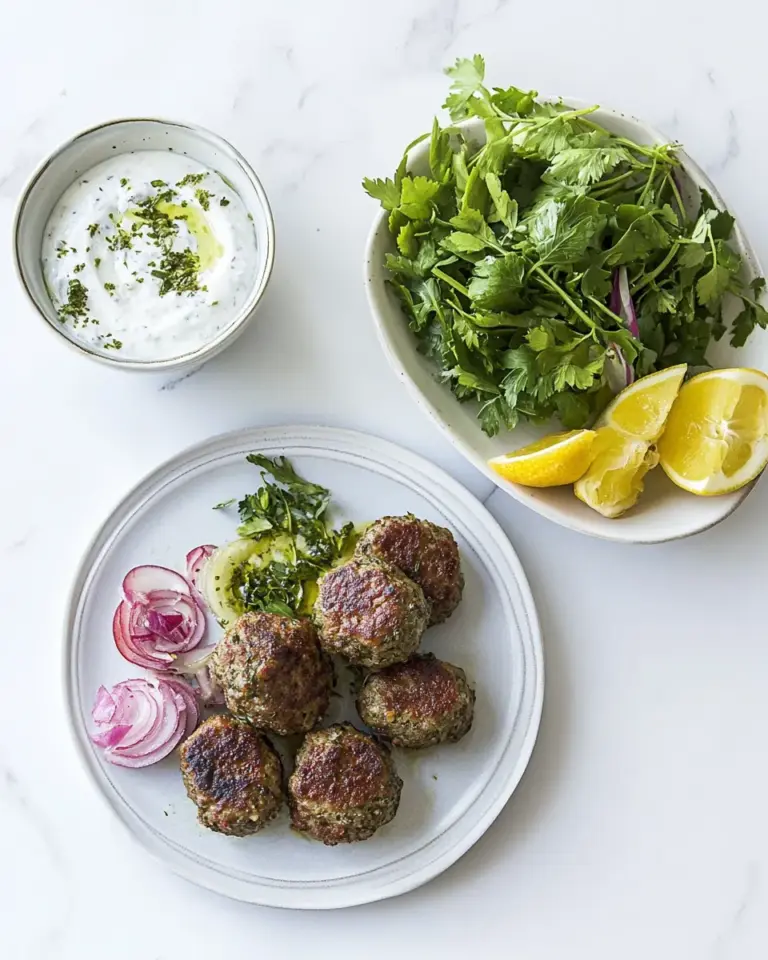 Easy Herby lamb koftas with yoghurt sauce photo