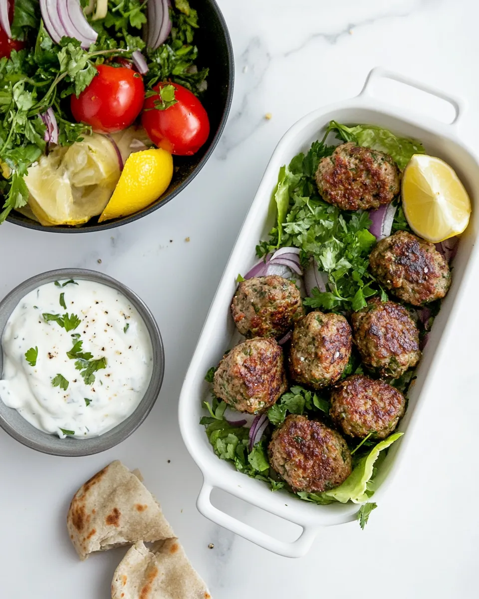 Delicious Herby lamb koftas with yoghurt sauce image