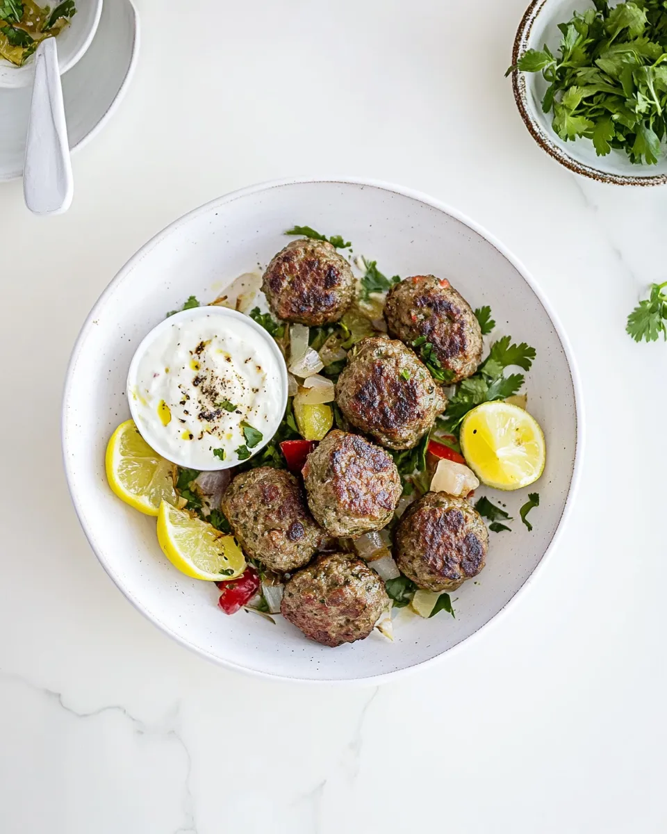 Quick Herby lamb koftas with yoghurt sauce picture