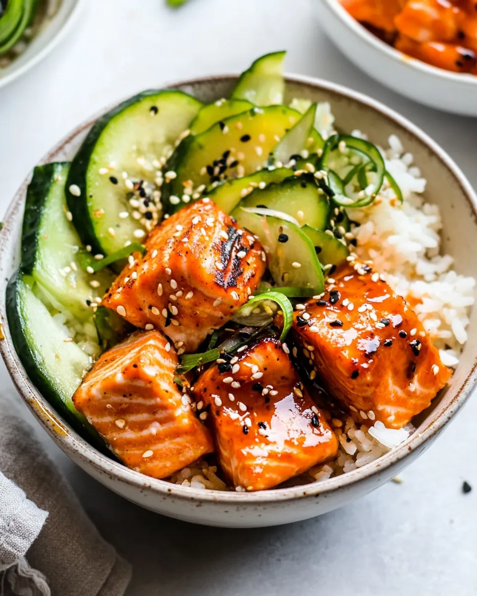 Homemade Honey Sriracha Roasted Salmon Rice Bowls (GF, DF) photo
