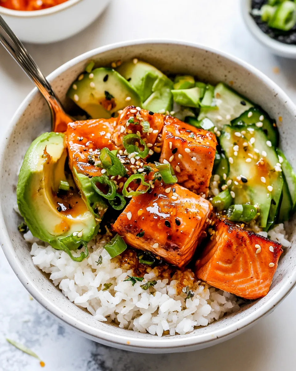 Easy Honey Sriracha Roasted Salmon Rice Bowls (GF, DF) picture