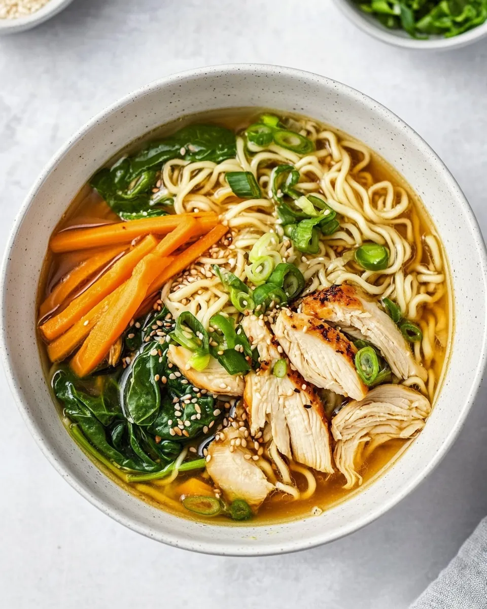 Homemade Instant Pot Healthy Chicken and Spinach Ramen Noodle Bowl image