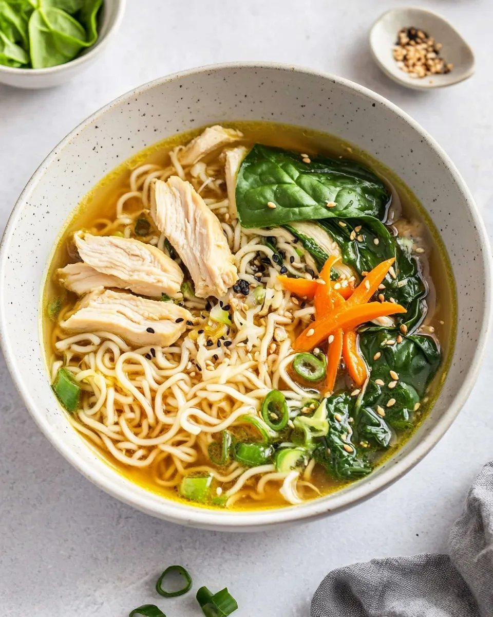 Classic Instant Pot Healthy Chicken and Spinach Ramen Noodle Bowl photo