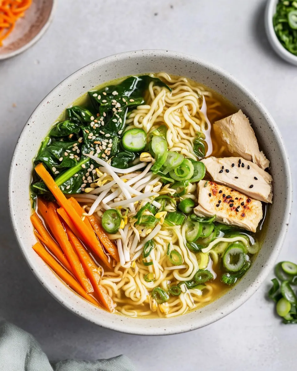 Easy Instant Pot Healthy Chicken and Spinach Ramen Noodle Bowl recipe image
