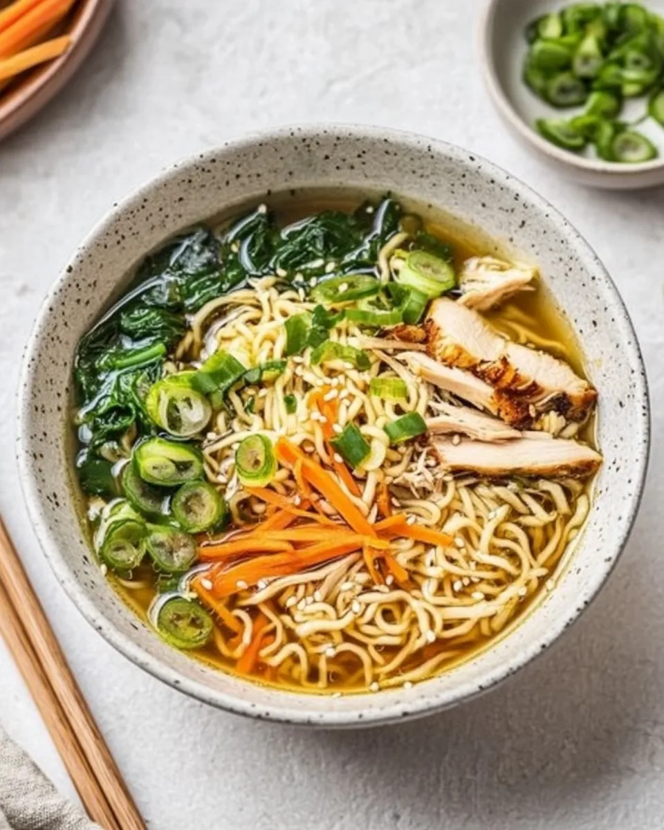 Delicious Instant Pot Healthy Chicken and Spinach Ramen Noodle Bowl shot