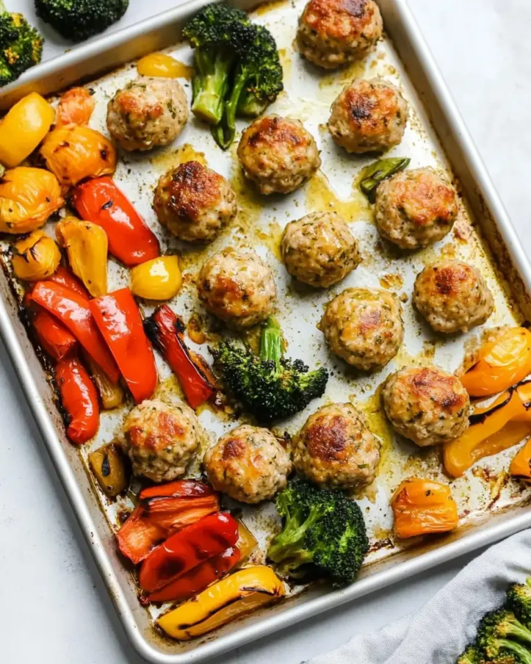 Homemade Italian Ground Turkey Meatball Sheet Pan Dinner photo