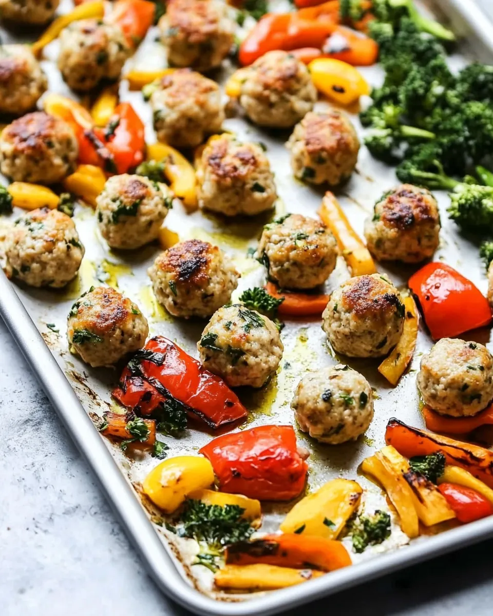 Classic Italian Ground Turkey Meatball Sheet Pan Dinner image