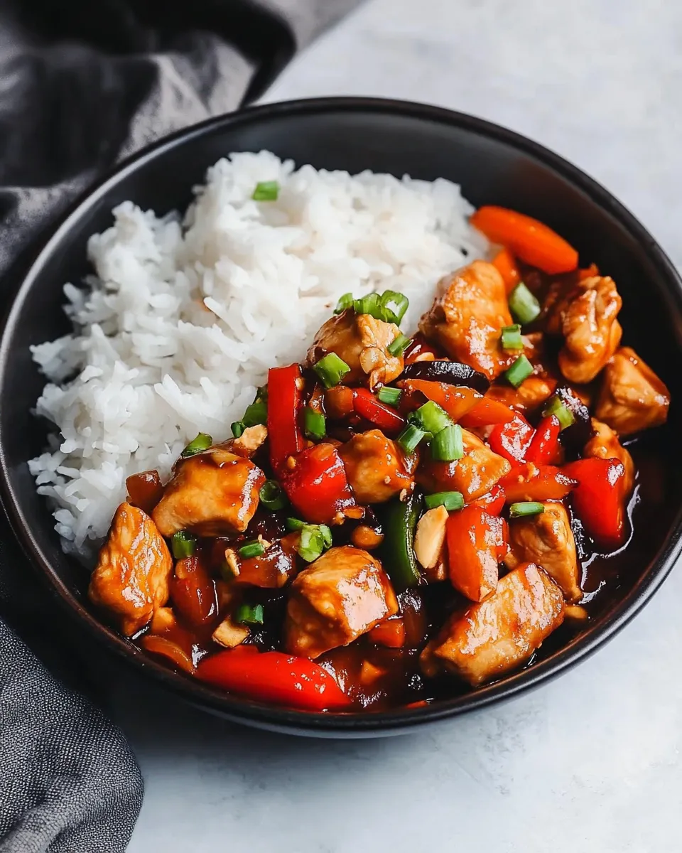 Homemade Kung Pao Chicken shot