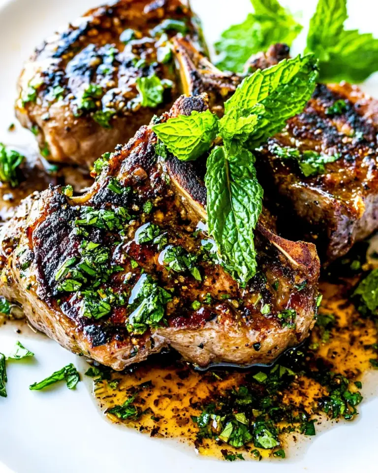 Homemade Lamb Chops with Garlic Mint Sauce photo