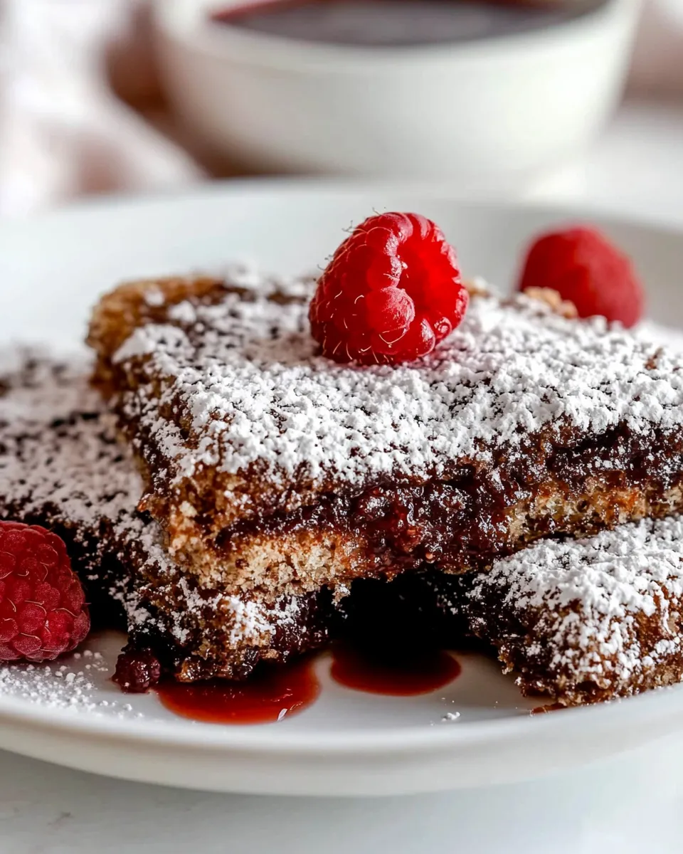Delicious Lamington French Toast with Raspberry Jam Syrup shot