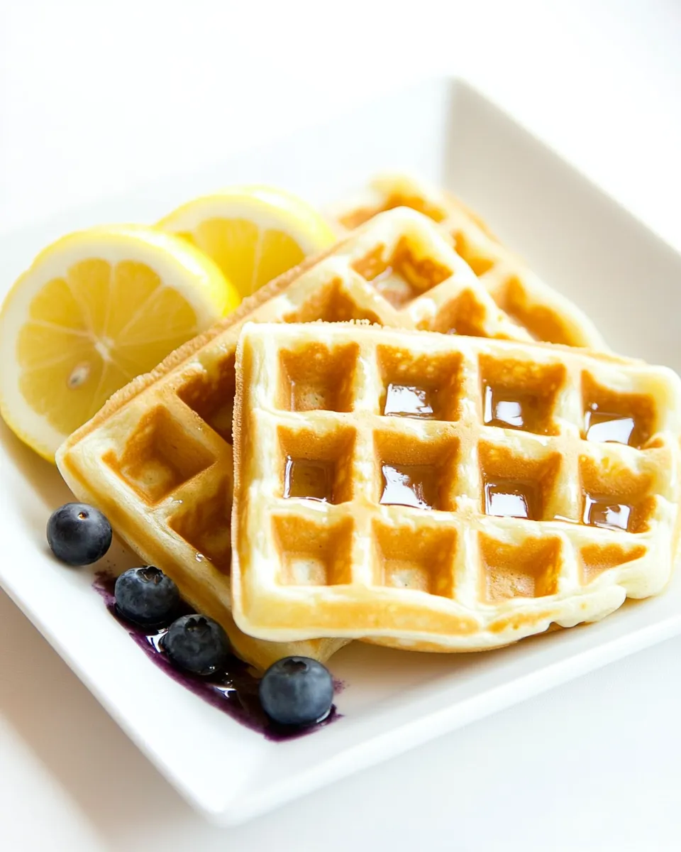 Classic Lemon Belgian Waffles with Blueberry Syrup image