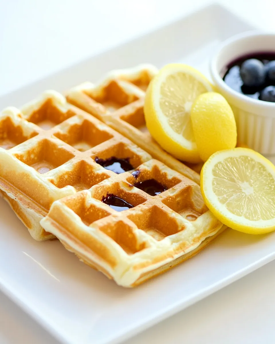 Easy Lemon Belgian Waffles with Blueberry Syrup recipe photo