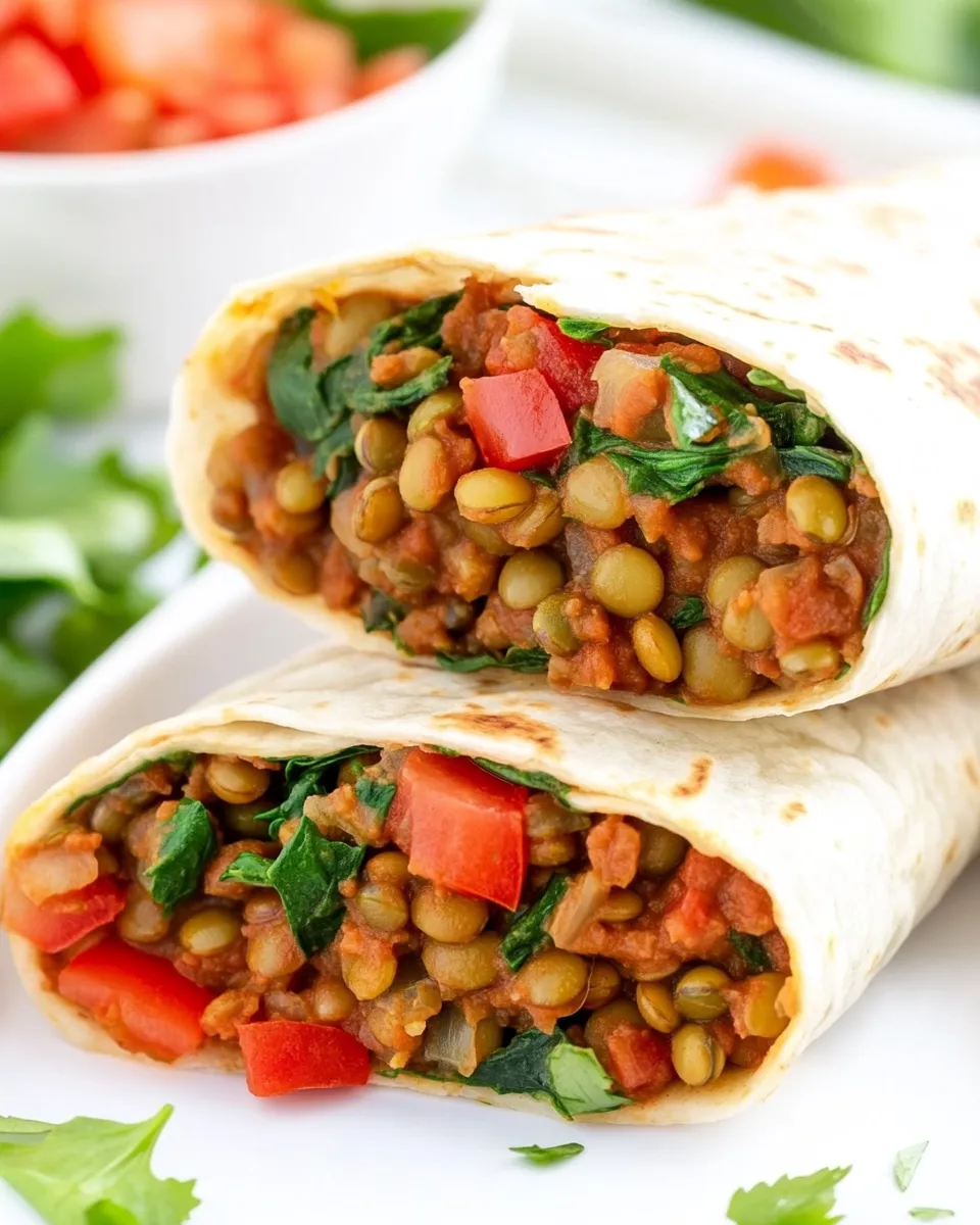 Delicious Lentil Spinach Burritos (Easy, Vegan!) shot