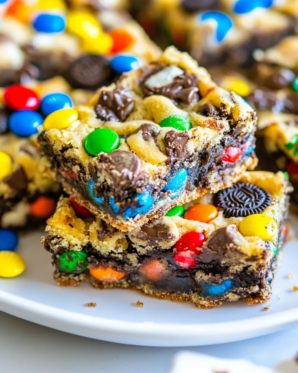Homemade Loaded M&M Oreo Cookie Bars recipe photo