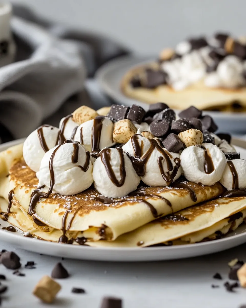 Delicious Loaded Smore Crepes (Easy Crepe Recipe) shot