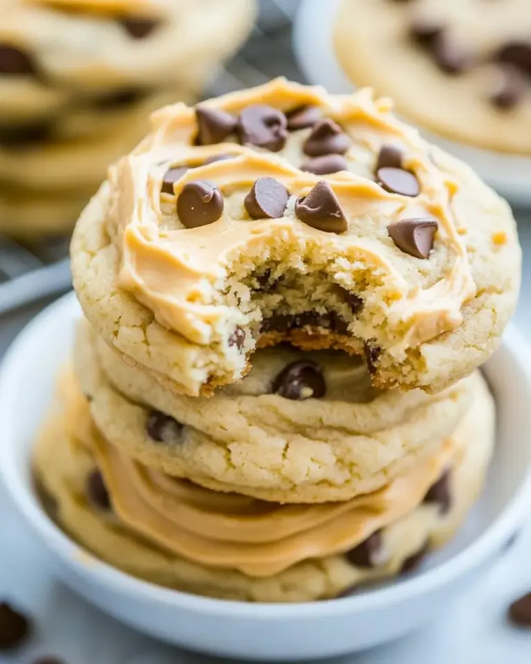 Homemade Lofthouse-Style Soft Peanut Butter Chip Sugar Cookies with Peanut Butter Frosting photo