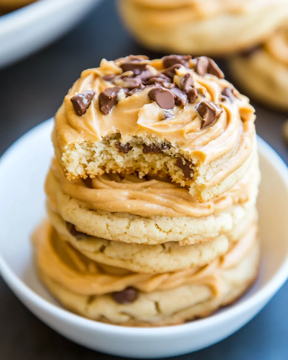 Delicious Lofthouse-Style Soft Peanut Butter Chip Sugar Cookies with Peanut Butter Frosting shot