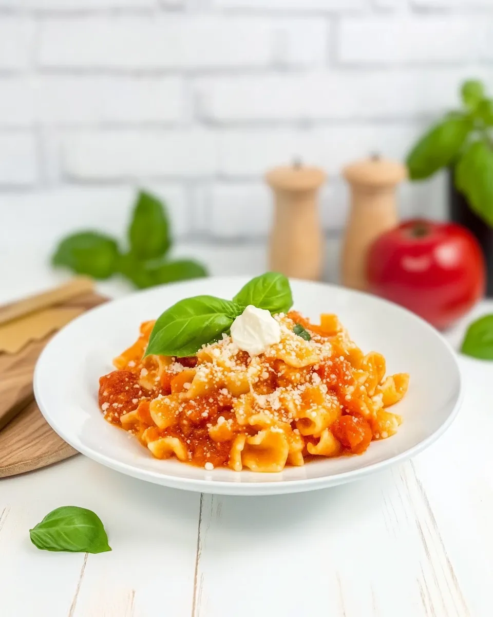 Delicious Mafaldine Pasta with Napoletana Sauce shot