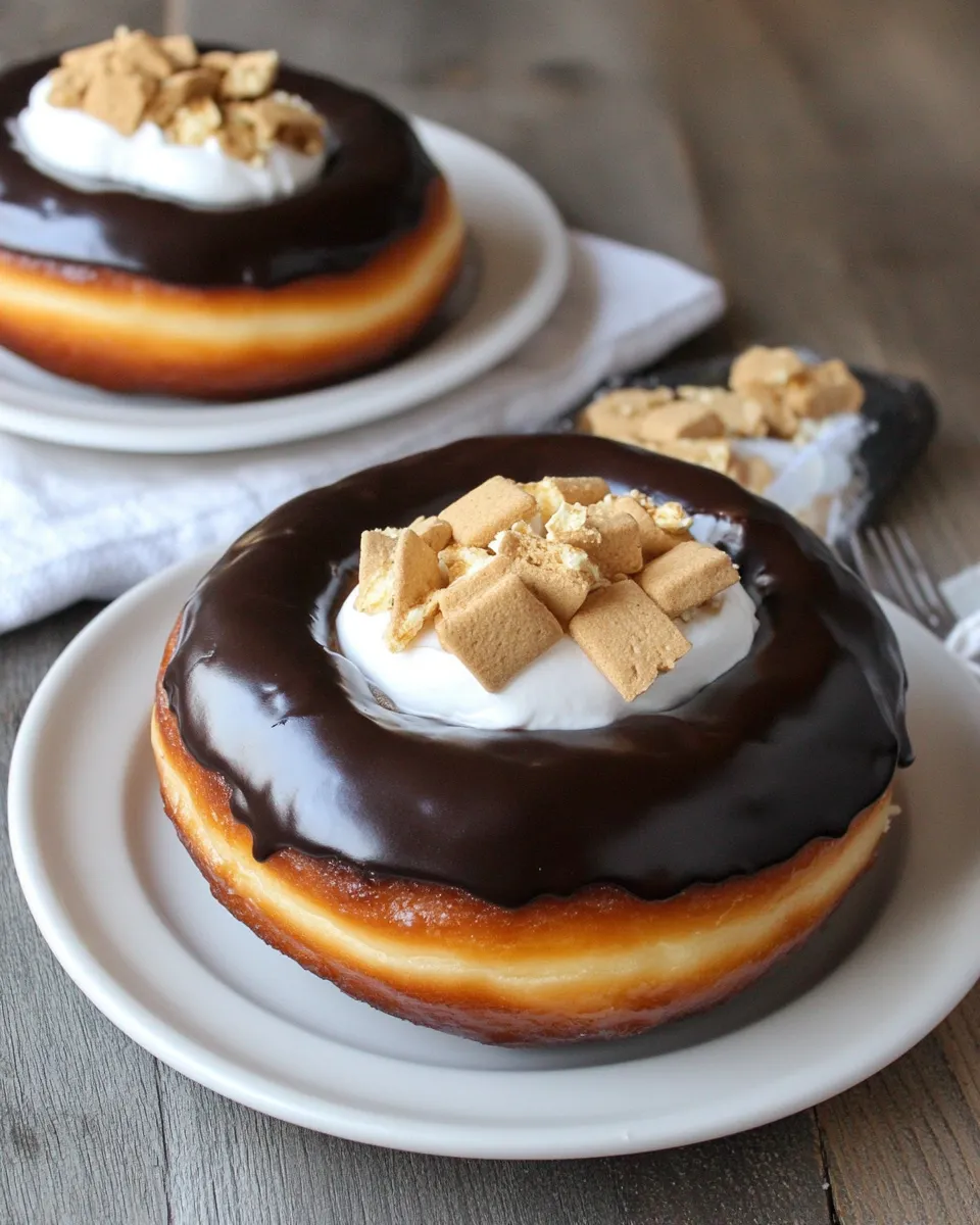 Classic Marshmallow Cream Filled Smores Doughnuts image