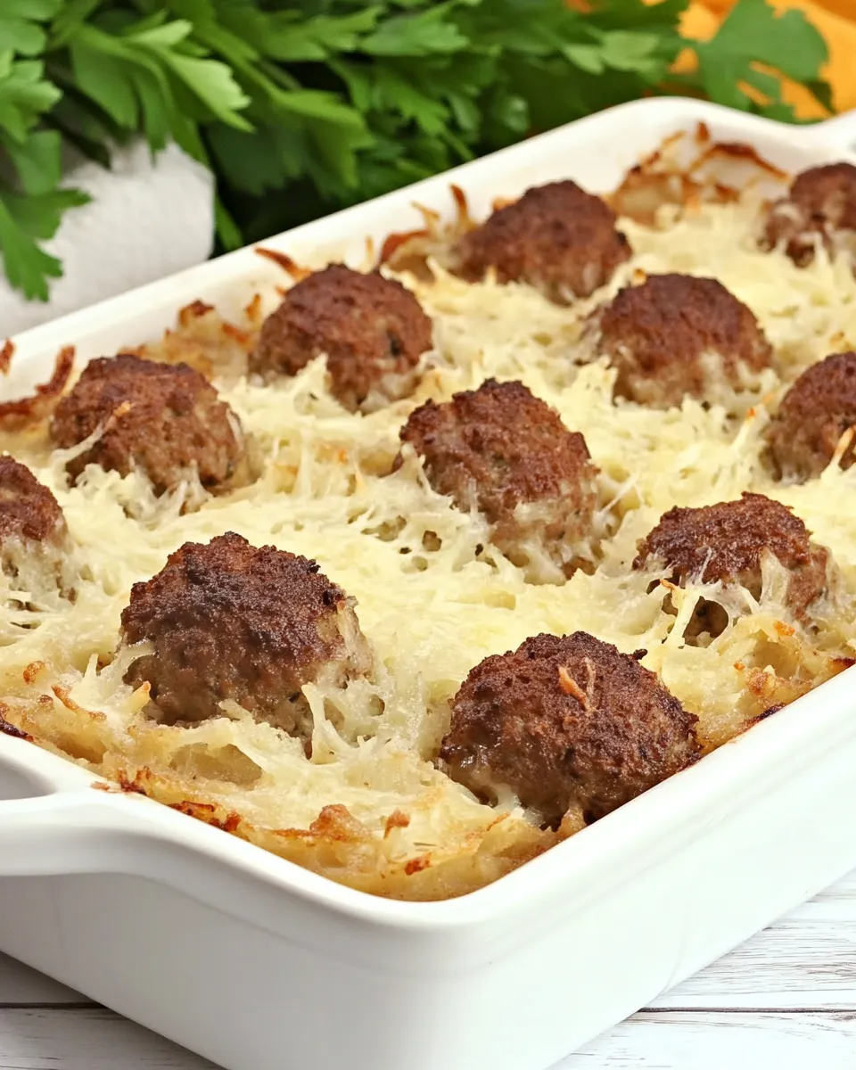 Delicious Meatball Hash Brown Bake shot