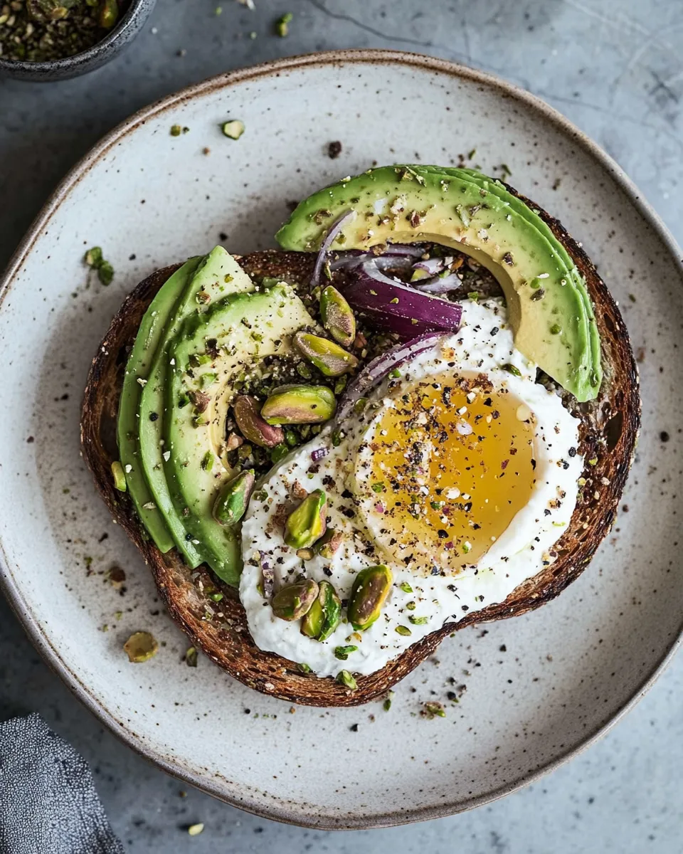 Classic Mediterranean Inspired Avocado Toast with Pistachio Dukkah. image