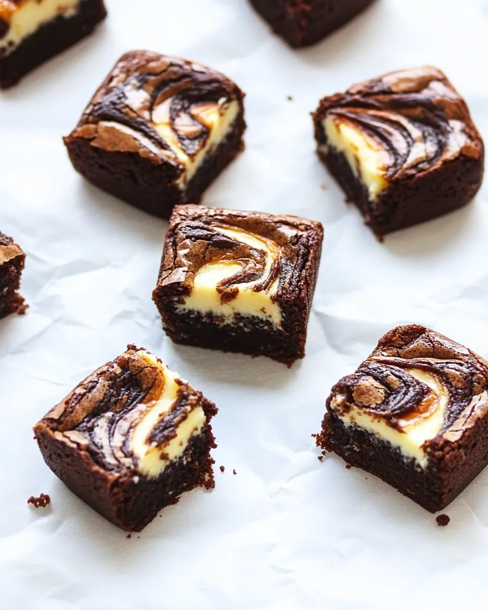 Delicious Mini Cheesecake Swirl Brownies shot