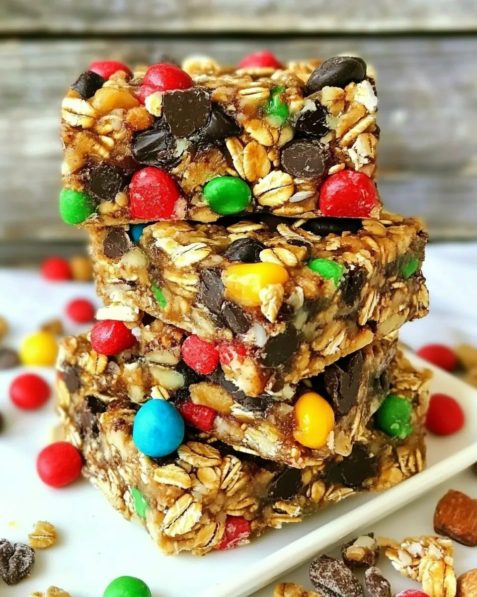 Homemade Monster Trail Mix Granola Bars (No-Bake) photo