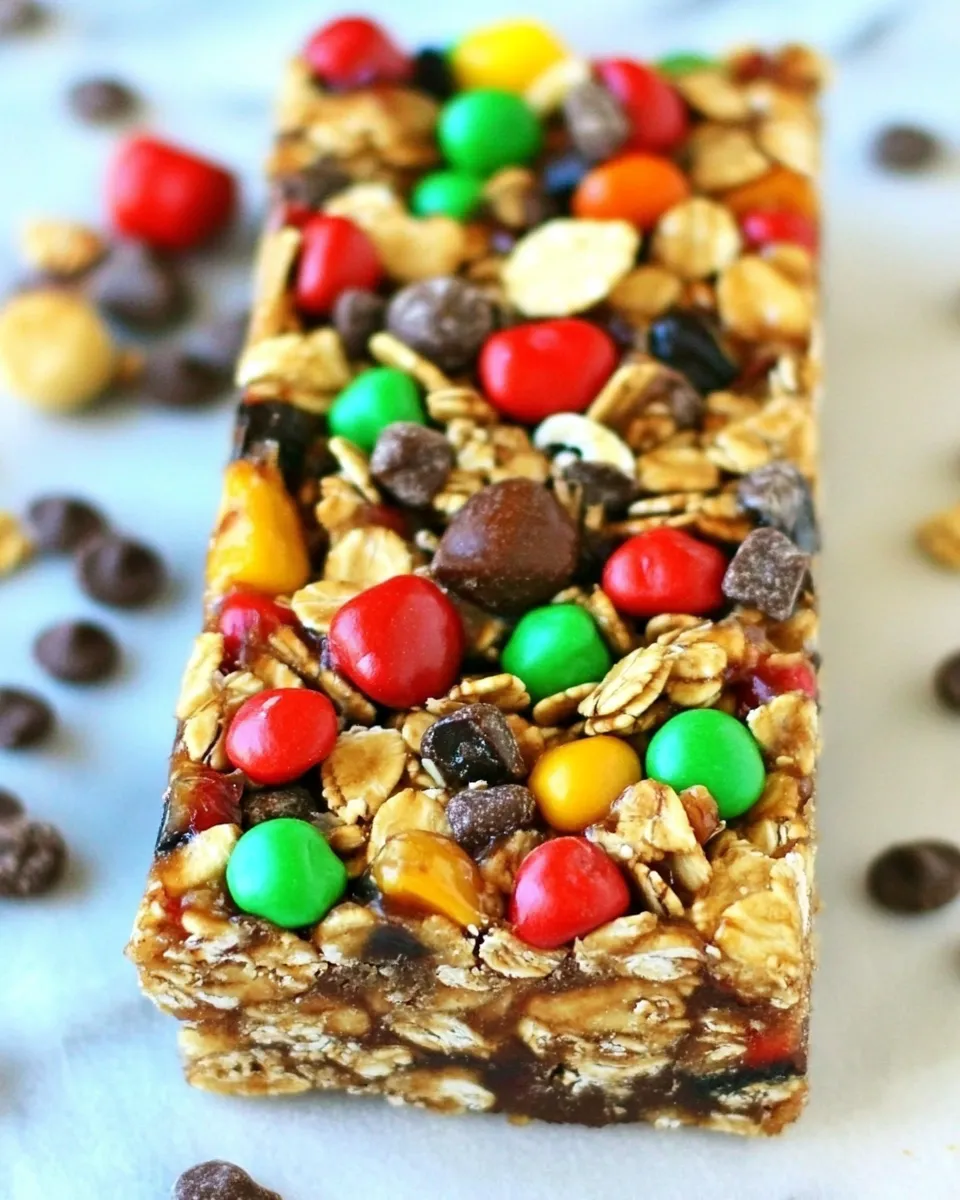Delicious Monster Trail Mix Granola Bars (No-Bake) shot